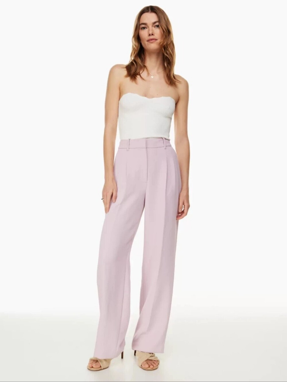 ARITZIA WILFRED The Effortless Pants Trouser Women Pink Size 0 Full Lenght